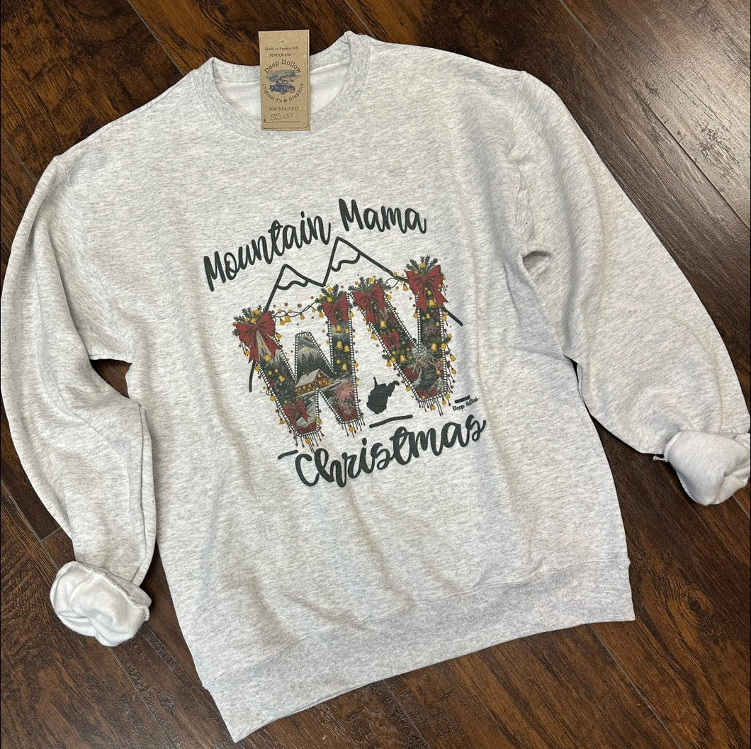 Mountain Mama Christmas crew fleece